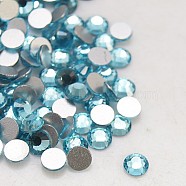 Glass Flat Back Rhinestone, Grade A, Back Plated, Faceted, Half Round, Aquamarine, 3.8~4mm, about 1440pcs/bag(RGLA-C002-SS16-202)