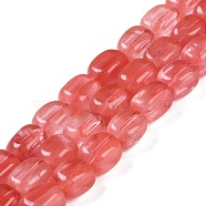 Cherry Quartz Glass Beads Strands, Cuboid, 14~15x10~11x10~11mm, Hole: 0.5mm, about 14~15x10~11x10~11mm, Hole: 0.5mm, about 27~29pcs/strand, 15.91''~16.14''(40.4~14cm)(G-M403-D02-01)