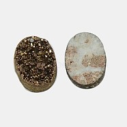 Electroplate Natural Druzy Crystal Cabochons, Flat Oval, Dyed, Coffee, 16x12x4~8mm(G-L048-16x12mm-09)