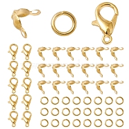 30Pcs Zinc Alloy Lobster Claw Clasps, Parrot Trigger Clasps, Jewelry Making Findings, with 50Pcs Iron Bead Tips and 50Pcs Iron Open Jump Rings, Golden, 12x6mm, Hole: 1.2mm(FIND-YW0003-81S)
