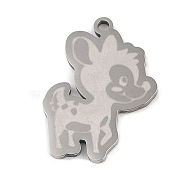 304 Stainless Steel Pendants, Deer Charm, Stainless Steel Color, 24.5x17.5x1.5mm, Hole: 1mm(STAS-C095-42P)