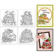 4Pcs 4 Styles PVC Stamp, for DIY Scrapbooking, Cake, 55x55mm, 1pc/style(DIY-WH0487-0058)