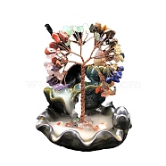 Gemstone Chips Tree Decorations, Ceramic Incense Holders Base Copper Wire Feng Shui Energy Stone Gift for Home Desktop Decoration, 110x103x110mm(AJEW-P120-A02)