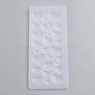 Silicone Molds, Resin Casting Molds, For UV Resin, Epoxy Resin Jewelry Making, Heart, White, 175x75x5mm, Inner Size: 6~21x6~28mm(X-DIY-G017-B02)