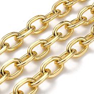 Oxidation Aluminum Cable Chains, Oval Link Chains, Unwelded, with Spool, Light Gold, 20x13.5x3.3mm, about 49.21 Feet(15m)/Roll(CHA-H001-07KCG)