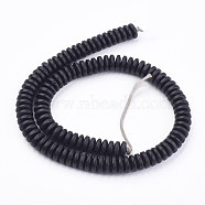 Natural Coconut Beads Strands, Flat Round, Black, 8x3mm, Hole: 1.2mm, about 110pcs/strand, 12.59 inch(32cm)(X-COCO-P002-01-8mm)