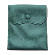 Velvet Jewelry Pouches, Jewelry Gift Bags with Snap Button, for Ring Necklace Earring Bracelet Storage, Rectangle, Dark Cyan, 14x11x0.2cm(ABAG-K001-01E-02)