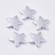 Matte Style Spray Painted Acrylic Beads, Star, Silver, 20.5x22x5mm, Hole: 0.8mm(X-ACRP-S676-006)