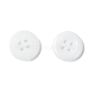 Acrylic Buttons, Plastic Sewing Buttons for Costume Design, 4-Hole, Dyed, Flat Round, White, 12x2mm, Hole: 1mm(X-BUTT-E075-A-01)