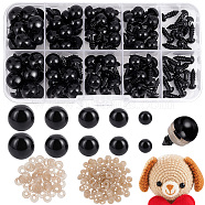 Plastic Doll Eyes & Nose Sets, with Washers, Craft Safety Eyes, for Crochet Toy and Stuffed Animals, Black, 6~11x4~16.5mm(FIND-WH0420-144C)