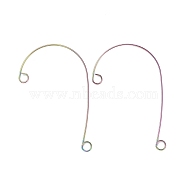 Rainbow Color 316 Stainless Steel Ear Cuff Findings, Climber Wrap Around Non Piercing Earring Findings with 2 Loop, 59x37x0.5mm, Hole: 4mm(STAS-H148-02M)