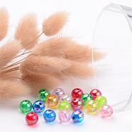 Transparent AB Color Acrylic Beads, Round, Mixed Color, 10mm, Hole: 2mm(X-PL735M)