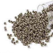 TOHO Round Seed Beads, Japanese Seed Beads, (1704) Gilded Marble Lavender, 8/0, 3mm, Hole: 1mm, about 222pcs/bottle, 10g/bottle(SEED-JPTR08-1704)