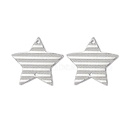 304 Stainless Steel Connector Charms, Striped Star Links, Stainless Steel Color, 25.5x27x1mm, Hole: 1.5mm(STAS-C066-07P)