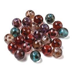 Acrylic European Beads, Large Hole Beads, Round with Leopard Print, Mixed Color, 16x15mm, Hole: 4mm(AC-CBA6B5D-01B)