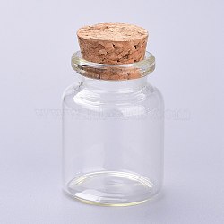 Glass Bottles, with Cork Stopper, Wishing Bottle, Bead Containers, Clear, 3x4cm(AJEW-H102-06A)