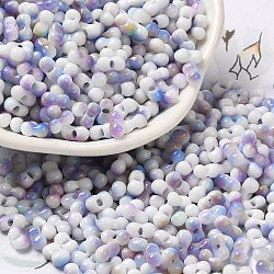 Baking Paint Glass Seed Beads, Round Hole, Peanut, Medium Purple, 6~6.5x3~3.5x3~3.5mm, Hole: 1~1.2mm, about 4500pcs/pound(SEED-F005-01A-12)