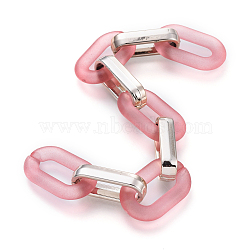 Handmade Figaro Chains, with Transparent Frosted Acrylic Linking Ring and CCB Plastic Linking Ring, Oval, Light Coral, Link: 31x19x5mm, 6.5x12x29, about 39.37 inch(1m)/strand(AJEW-JB00578-03)
