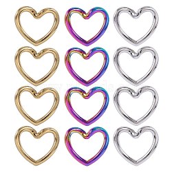 12Pcs 3 Colors 304 Stainless Steel Link Rings, Twisted Heart, Mixed Color, 17x20x2mm, Inner Diameter: 9x15mm, 4pcs/color(STAS-SZ0002-92)