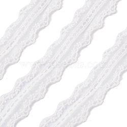 Cotton Ribbon, Embroidered Mesh Ribbon, Grass Pattern, White, 1-5/8 inch(40mm)(ORIB-TAC0001-05)