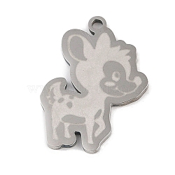 Non-Tarnish 304 Stainless Steel Pendants, Deer Charm, Stainless Steel Color, 24.5x17.5x1.5mm, Hole: 1mm(STAS-C095-42P)