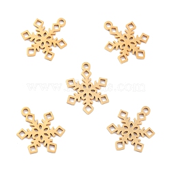 Ion Plating(IP) 201 Stainless Steel Pendants, Snowflake, Golden, 17x13x1mm, Hole: 1.4mm(STAS-K003-13G-02)