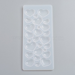 Silicone Molds, Resin Casting Molds, For UV Resin, Epoxy Resin Jewelry Making, Heart, White, 175x75x5mm, Inner Size: 6~21x6~28mm(X-DIY-G017-B02)
