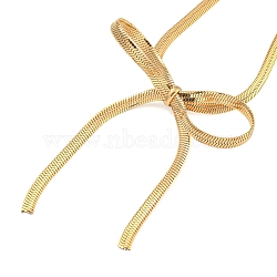 Bowknot 304 Stainless Steel Snake Chain Pendant Necklaces for Women, Real 18K Gold Plated, 14.29 inch(36.3cm)(NJEW-G151-01G)