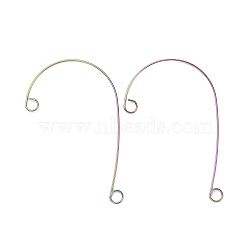 Rainbow Color 316 Stainless Steel Ear Cuff Findings, Non Piercing Earring Findings with 2 Loop, 59x37x0.5mm, Hole: 4mm(STAS-H148-02M)