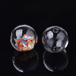 Handmade Blown Glass Globe Beads, Round, Clear, 12~12.5x11~11.5mm, Hole: 1.5~2.5mm(DH017J-1-12mm)