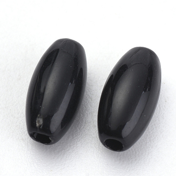 Opaque Acrylic Beads, Rice, Black, 6x3mm, Hole: 1mm, about 231pcs/7g