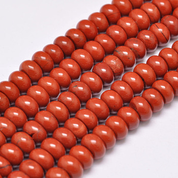 Natural Red Jasper Beads Strands, Rondelle, Grade A, Red, 8x5mm, Hole: 1mm, about 75pcs/strand, 15.1 inch