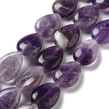 Natural Amethyst Beads Strands, Flat Teardrop, 17.5~18x13~13.5x6mm, Hole: 1.2~1.4mm, about 11pcs/strand, 7.56''(19.2cm)