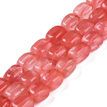 Cherry Quartz Glass Beads Strands, Cuboid, 14~15x10~11x10~11mm, Hole: 0.5mm, about 14~15x10~11x10~11mm, Hole: 0.5mm, about 27~29pcs/strand, 15.91''~16.14''(40.4~14cm)