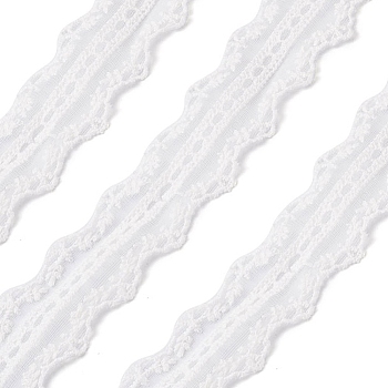 Cotton Ribbon, Embroidered Mesh Ribbon, Grass Pattern, White, 1-5/8 inch(40mm)