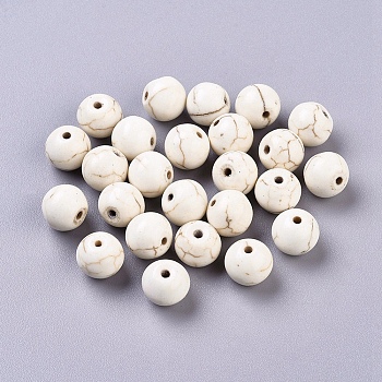 Synthetic Magnesite Beads, Round, White, 10mm, Hole: 0.8mm