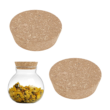 Cork Bottle Stopper, for Wine Bottle Lid, Flat Round, Tan, 84~100x30mm