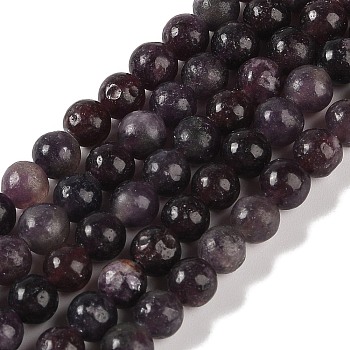 Natural Lepidolite/Purple Mica Stone Beads Strands, Round, 6mm, Hole: 1mm, about 61~67pcs/strand, 15.16''(38.5cm)