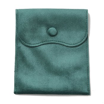 Velvet Jewelry Pouches, Jewelry Gift Bags with Snap Button, for Ring Necklace Earring Bracelet Storage, Rectangle, Dark Cyan, 14x11x0.2cm
