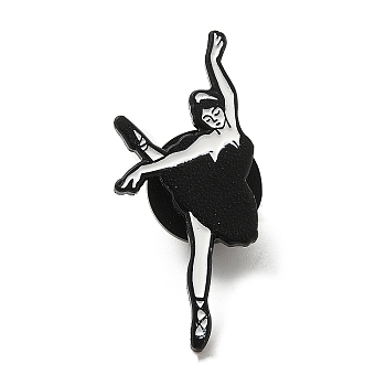 Dancing Theme Enamel Pin, Black Alloy Brooch for Backpack Clothes, Human, 30x13x1.3mm