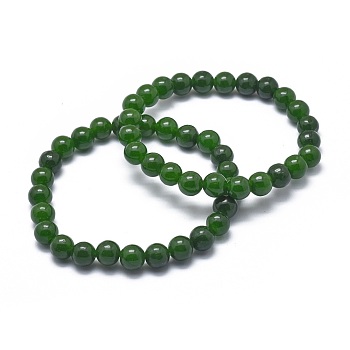Natural TaiWan Jade Bead Stretch Bracelets, Round, Dyed, 2 inch~2-3/8 inch(5~6cm), Bead: 5.8~6.8mm