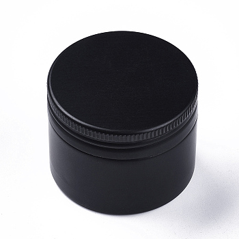 Round Aluminium Tin Cans, Aluminium Jar, Storage Containers for Cosmetic, Candles, Candies, with Screw Top Lid, Gunmetal, 5.5x4.3cm