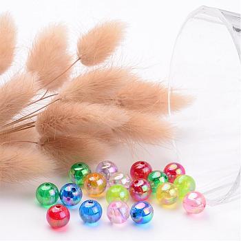 Transparent AB Color Acrylic Beads, Round, Mixed Color, 10mm, Hole: 2mm