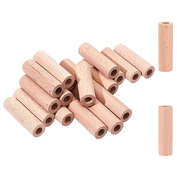 Unfinished Beech Wood Rods, Craft Stick, Hollow, Column, Tan, 5x1.5cm, Hole: 8mm