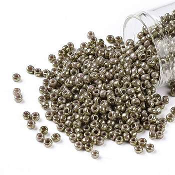 TOHO Round Seed Beads, Japanese Seed Beads, (1704) Gilded Marble Lavender, 8/0, 3mm, Hole: 1mm, about 222pcs/bottle, 10g/bottle