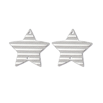 304 Stainless Steel Connector Charms, Striped Star Links, Stainless Steel Color, 25.5x27x1mm, Hole: 1.5mm