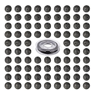 100pcs 8mm perles de pierre de lave naturelle perles rondes(DIY-LS0002-43)-2