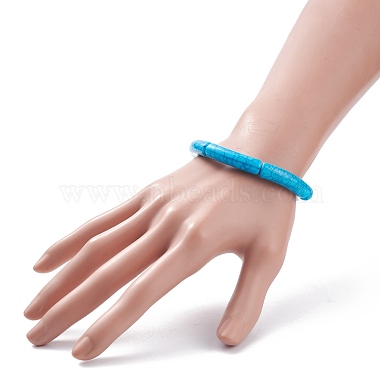10Pcs 10 Color Imitation Gemstone Acrylic Curved Tube Chunky Stretch Bracelets Set for Women(BJEW-JB08140)-3