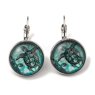 Turquoise Tortoise Glass Earrings