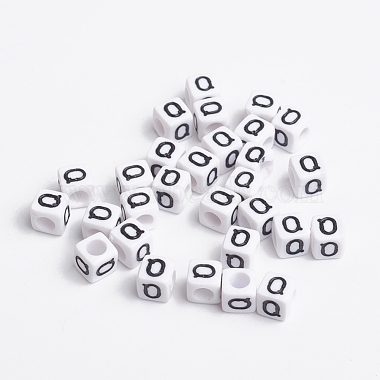 White Cube Letter Acrylic Beads(X-PL37C9308-Q)-2